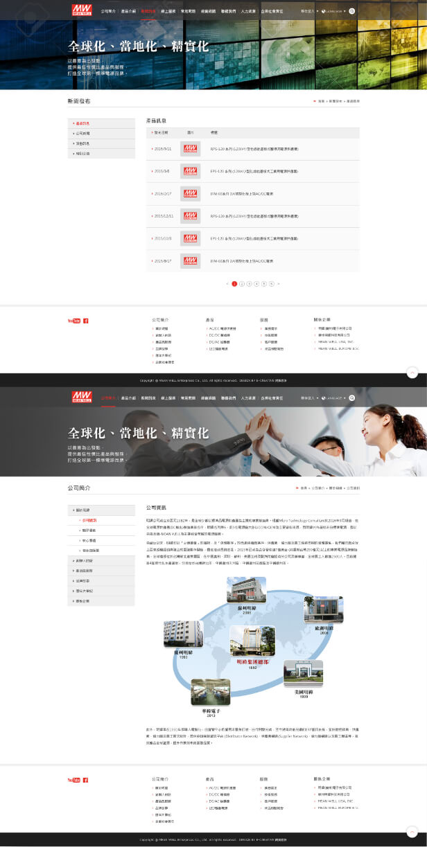 網頁設計-網站設計 - 明緯企業股份有限公司 - 內頁設計