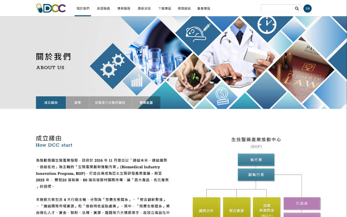 網頁設計-網站設計 - 財團法人生物技術開發中心 - 桌機版設計