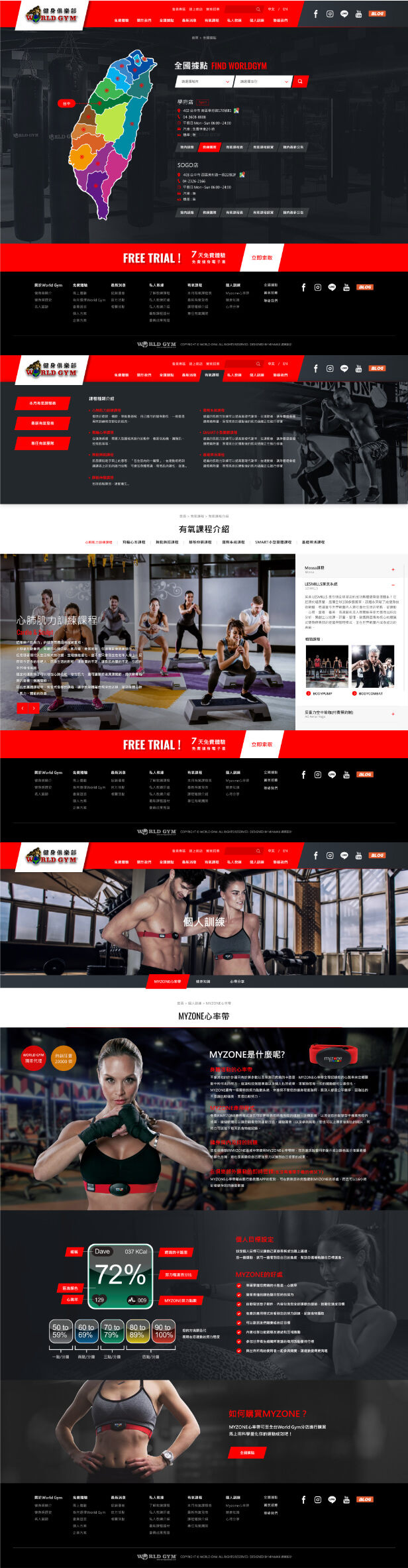 網頁設計-網站設計 - WORLD GYM 健身俱樂部 - 內頁設計