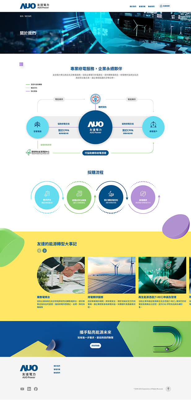 網頁設計-網站設計 - 友達電力股份有限公司 - 內頁設計